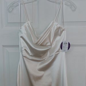 Satin white prom dress